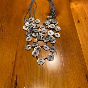 Vintage Purple Grey Mother of Pearl and Bead Necklace